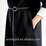 Dark Navy Women's Casual Winter Coats Wool Dress Jacket with Belt