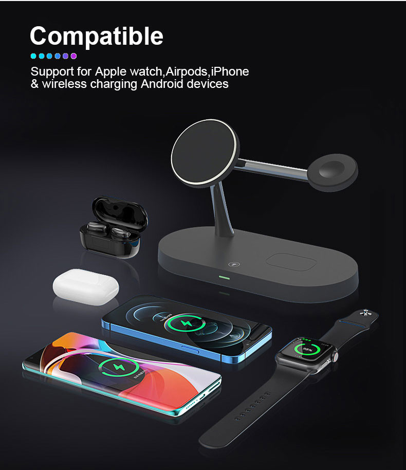 Fast 15w 5 In1 Multi Function Wireless Charger Qi Magnetic Stand