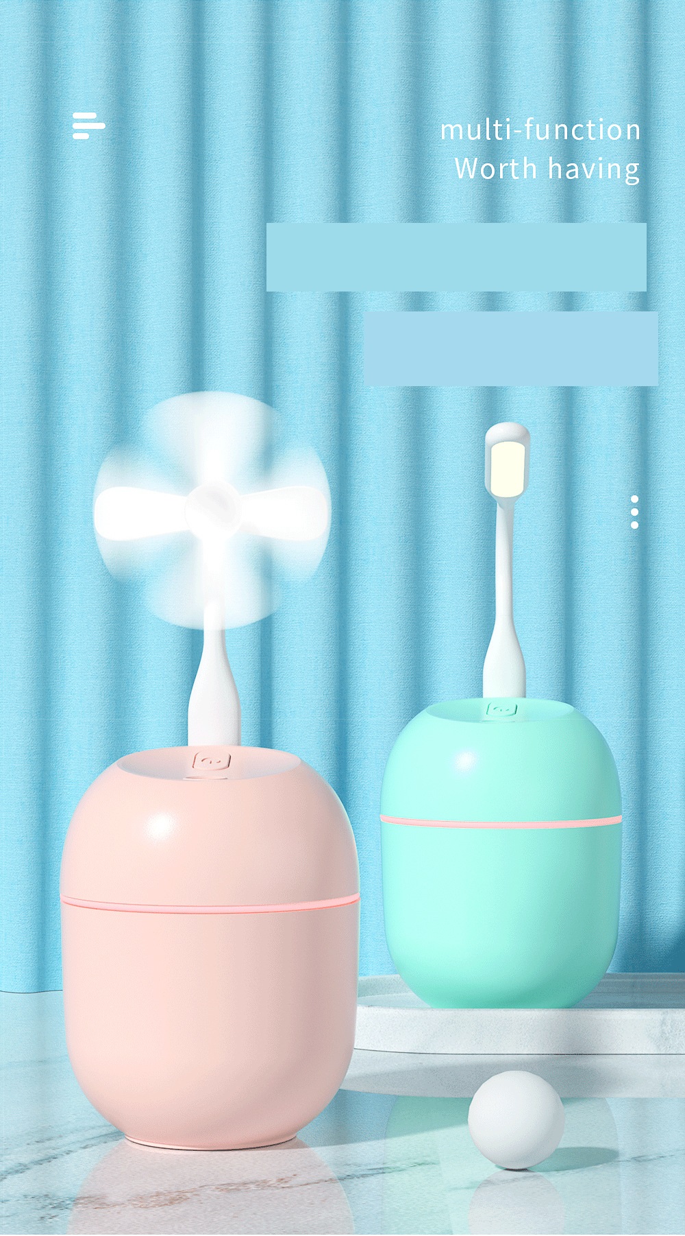 USB RGB Light Mini Car Water Drop Desktop Aromatherapy Air Humidifier for Household