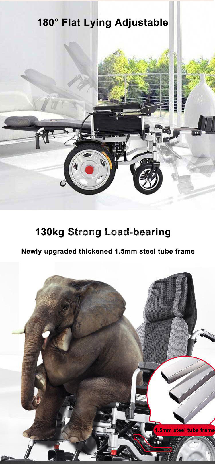 Disabled Electric Medical Transport Wheelchair With Remote Control Homecare