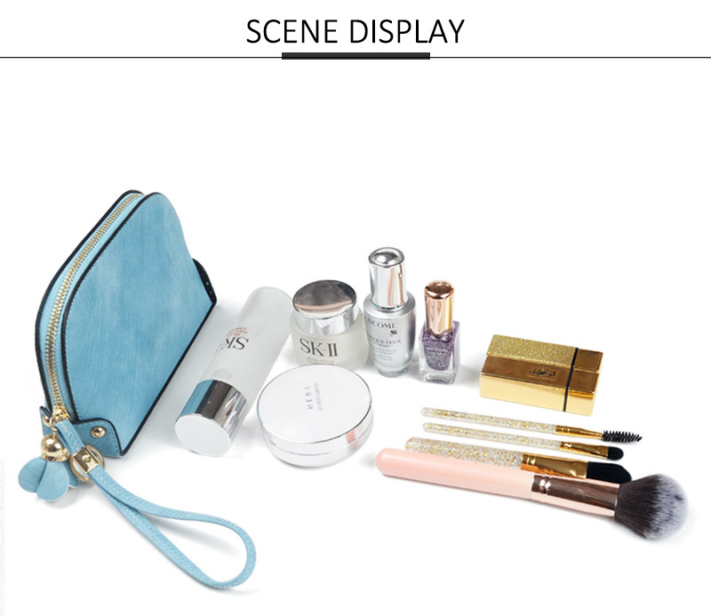 Large Capacity Half Moon Shape Plain PU Make Up Bags With Tassel