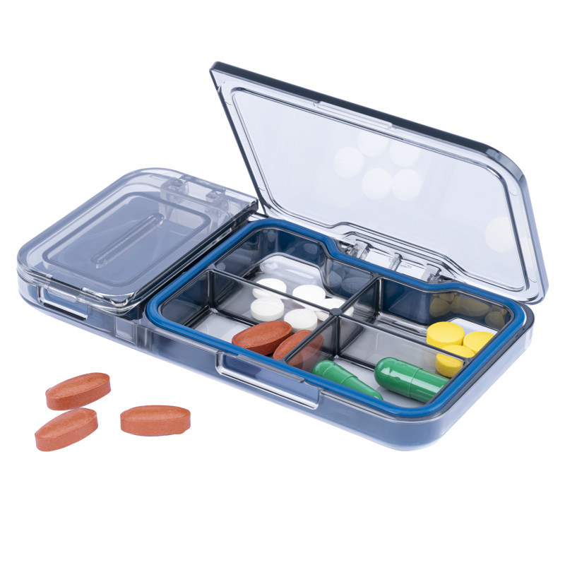 BPA Free Travel Pill Box Silicone Seal Ring Pill Cutter With Storage