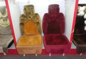 China Beige Burgundy Sheepskin Bucket Seat Pad For Cars Customised wholesale