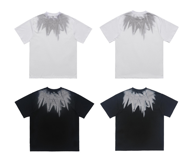 Custom Lables American Designer Clothes Men's Five Star T-Shirt with Small Neckline