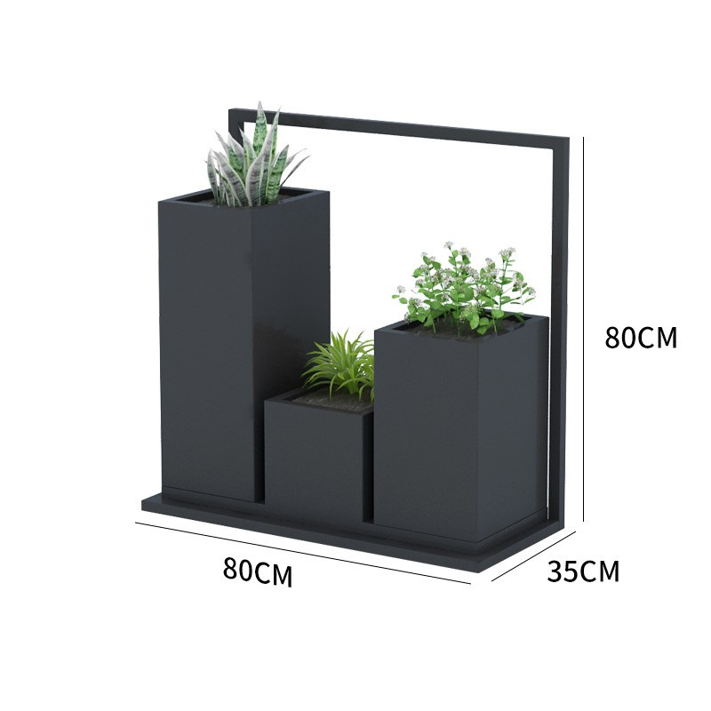 Outdoor 3 tier black stackable tiered metal planter tower box