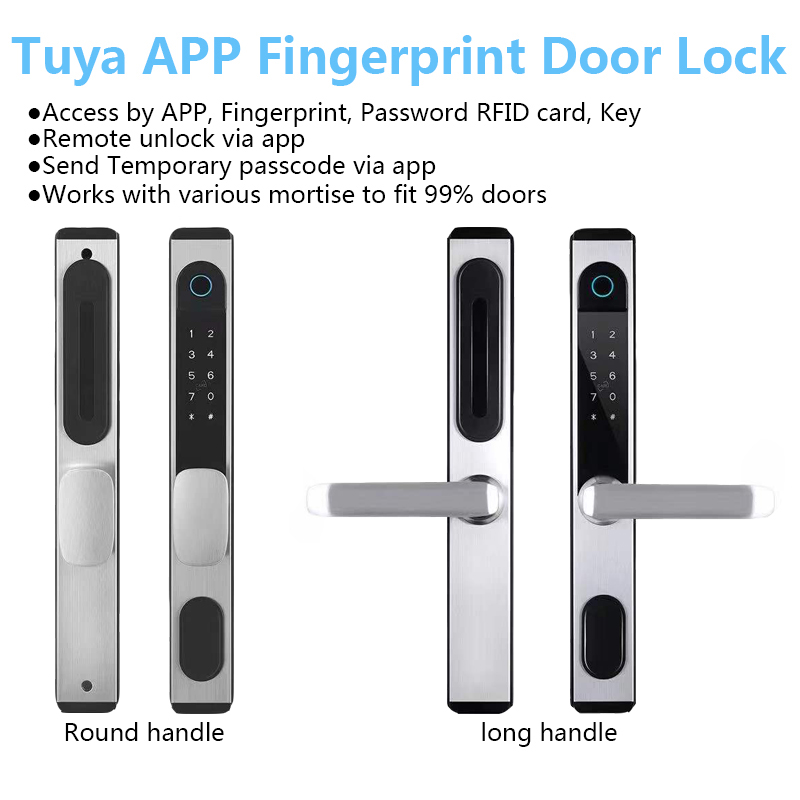 Wifi Electronic Door Lock With Tuya App Control Remotely S876 Fingerprint Glass Door Lock