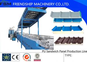China Colored Steel PU Sandwich Panel Production Line , Roof Panel Roll Forming Machine wholesale