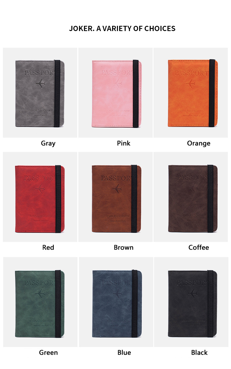 Custom Logo Pu Leather Passport Cover Rfid Blocking Passport Holder Travel Wallet With Card Case