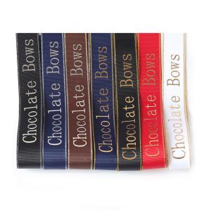 China Gold Edges Brown Wire Sublimation Grosgrain Roll Print Ribbon wholesale
