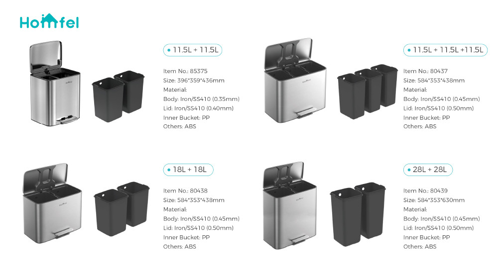 28Lx2 dual compartment trash can Soft Close Recycle Trash Bin Foot Step Trash Can For Living Room Office