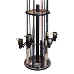 Wooden Fishing Rod Display Rack Round Pole Holder Fishing Reel Rack