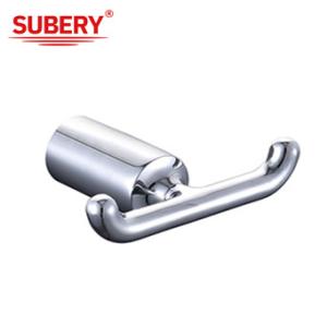 China Wall Mounted Zinc Double Robe Hook Chrome Color For Bathroom wholesale