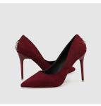 Suede PU Women Pointed Toe Pumps 80mm heel polished tailoring