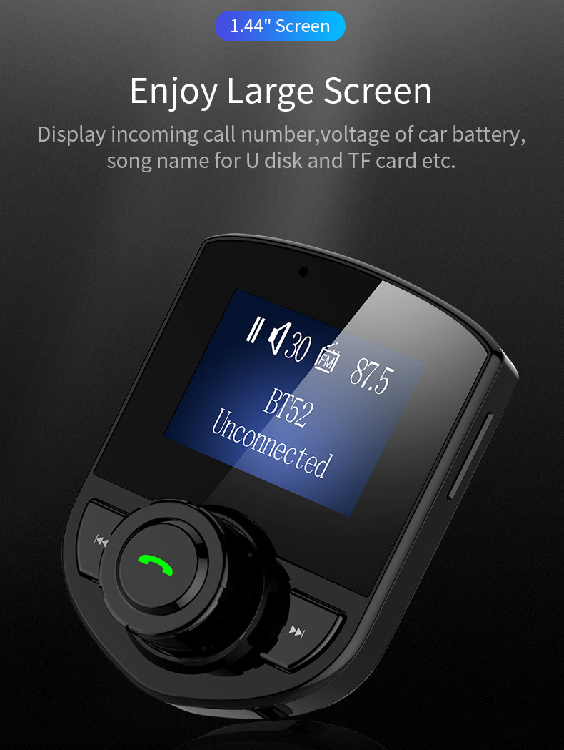 1.44inch LCD Handsfree Bluetooth Car Kit 3.5mm Bluetooth Car Adapter