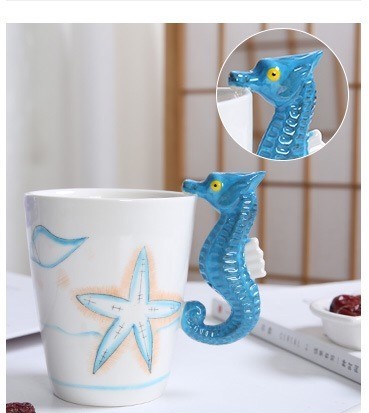 Supermarket 450ml Hippocampus 3D Ceramic Mugs