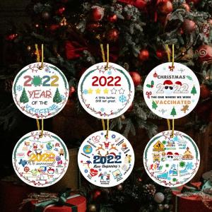 China 3 Inches Ceramic Christmas Tree Ornaments UV Printing For Home Pendant Decoration wholesale