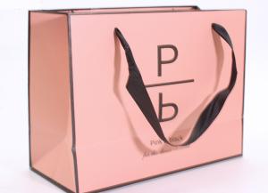 China Accurate Printing Pink Paper Carrier Bags , Fancy Boutique Shopping Bags wholesale