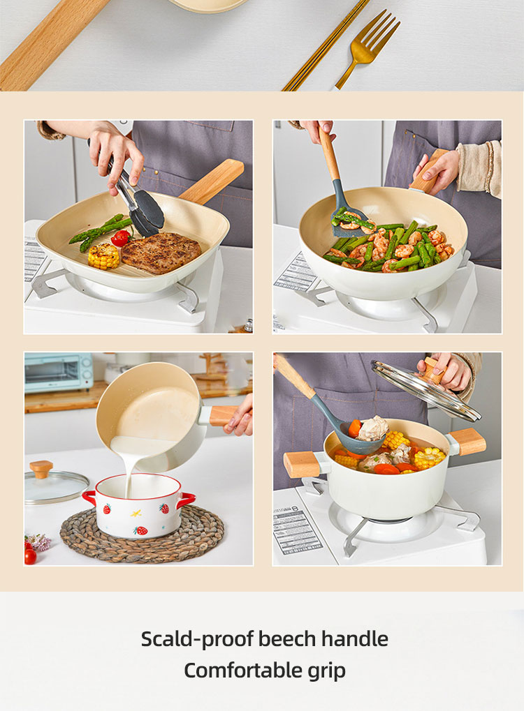 New Arrival Ceramic Coating Nonstick Cooking Pot Set Induction Cookware Cook Pot 7 Pcs Aluminum Non Stick Cookware Set