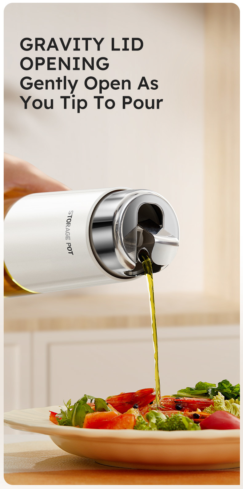 280ml 500ml Kitchen Glass Auto Flip Oil Dispenser Cooking Leakproof No Drip Stainless Steel Cap Oil Container Soy Sauce Bottle