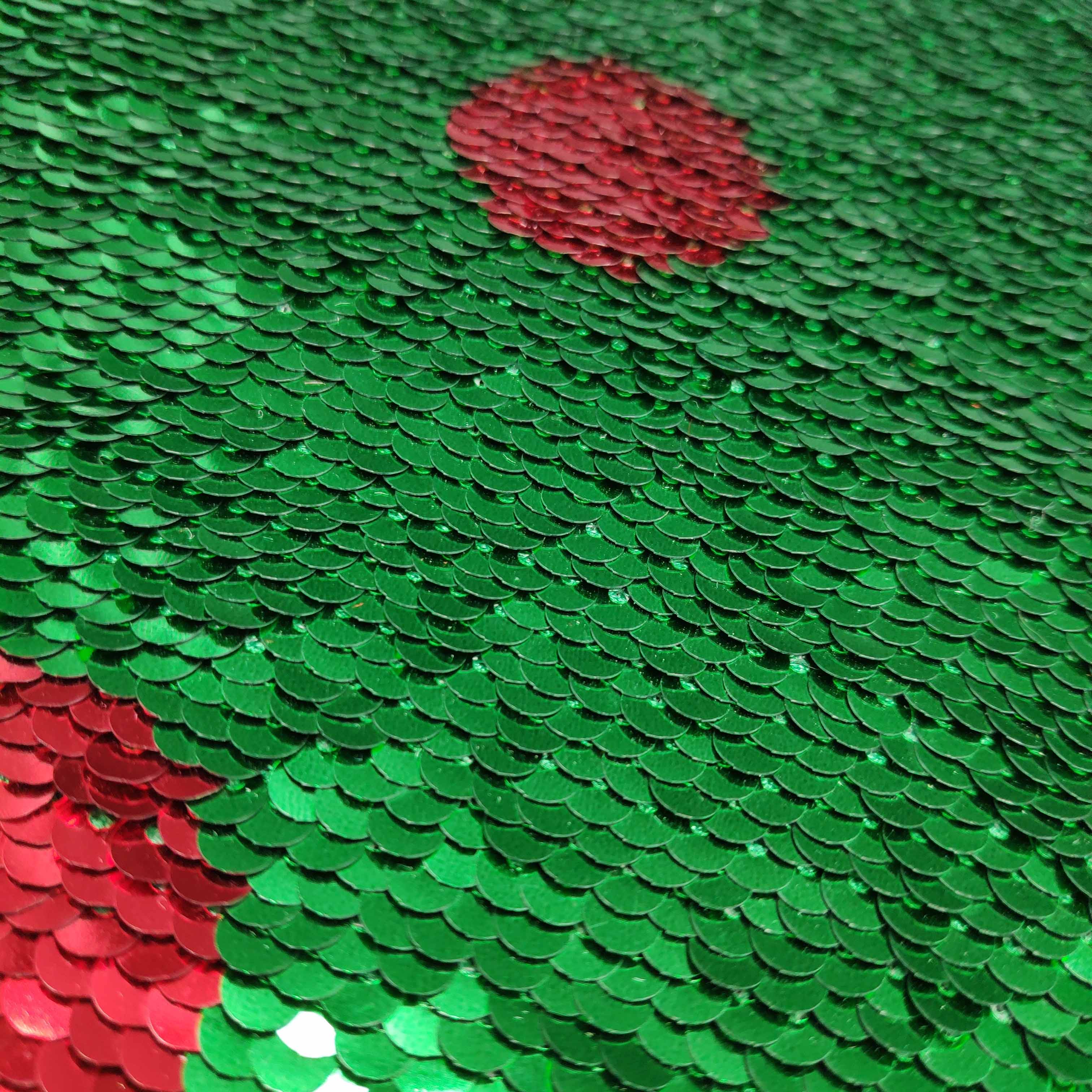 Green / Red Sequin Christmas Patches , Eco Friendly Christmas Tree Iron On Patch