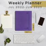 100GSM Paper Large Academic Planner Purple Softcover Wirebound