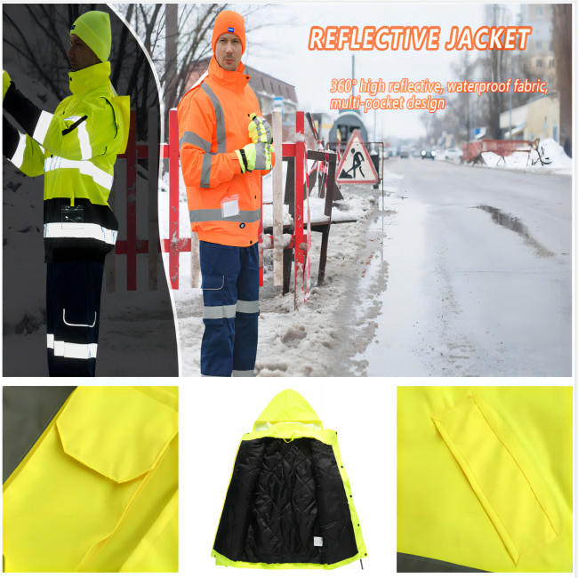 S - XL Safety Reflective Jacket ANSI High Visibility Jacket Waterproof For MEN