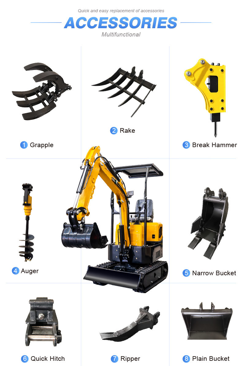 High Power Mini Crawler Excavator Energy Saving 1 Tone Digger