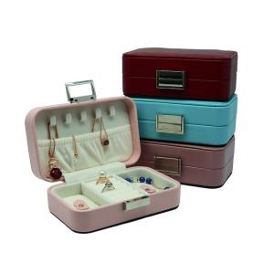 China Lightweight Mini Portable Travel Jewelry Box With Handle Many Compartments wholesale