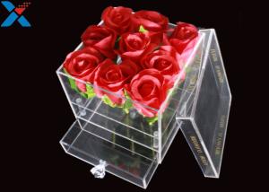 China Transparent Acrylic Flower Box 15 * 15 * 15cm / 20 * 20 * 20cm / 25 * 25 * 25cm wholesale