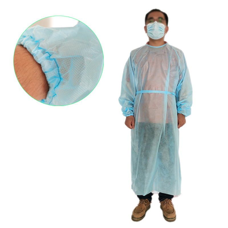 Non Woven PP PE Coated Yellow Disposable Isolation Gown Surgical For Hospital