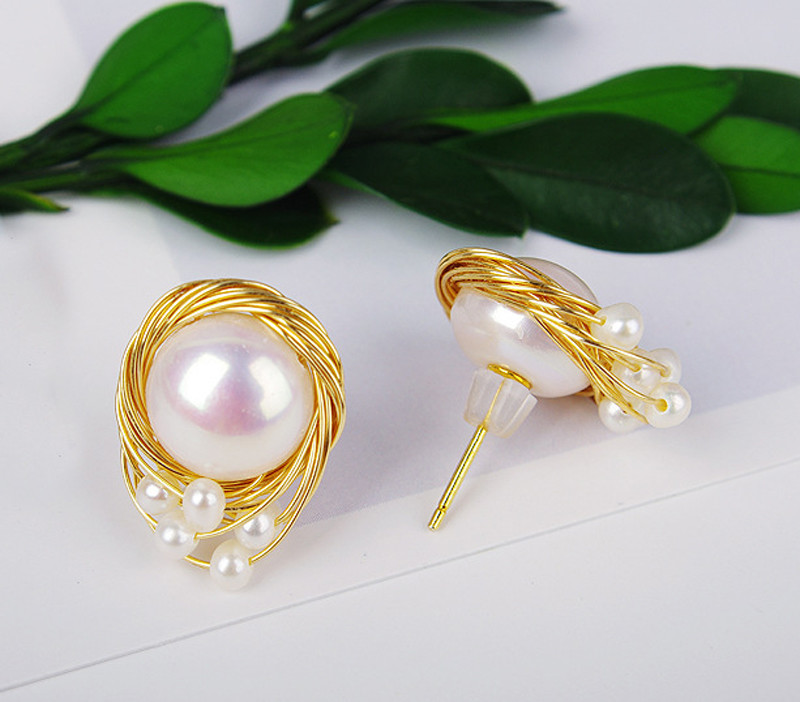 Pearl Earring Set Metal Gold Plated Dangle Earrings Heart Butterfly Hoop Earring Geometric Fashion Pearl Earring Jewelry