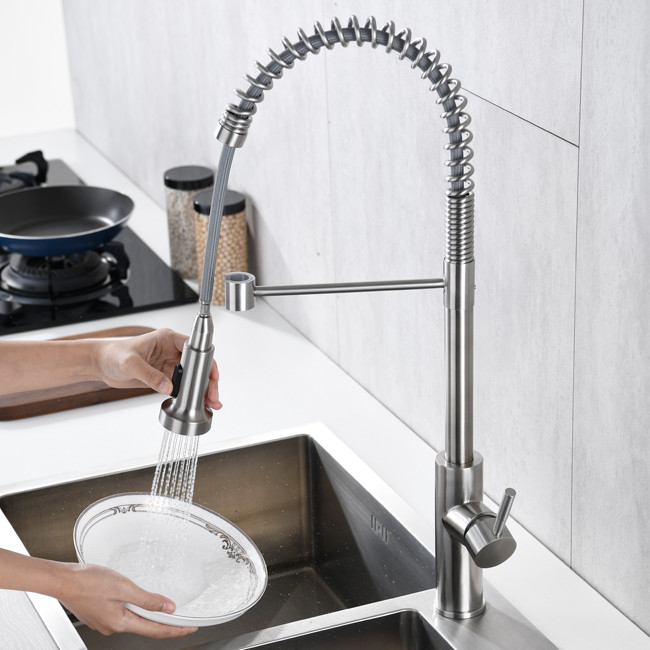 18/10 Stainless Steel Motion Sensor Water Faucet Single Lever Pull Out Kitchen Tap