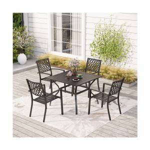 China Metal Garden Set by AJUNION Waterproof Outdoor Furniture with Stackable Dining Chairs wholesale