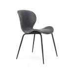 Grey Velvet Upholstered Dining Chairs Wave Shape Seat Anti Slip Mat