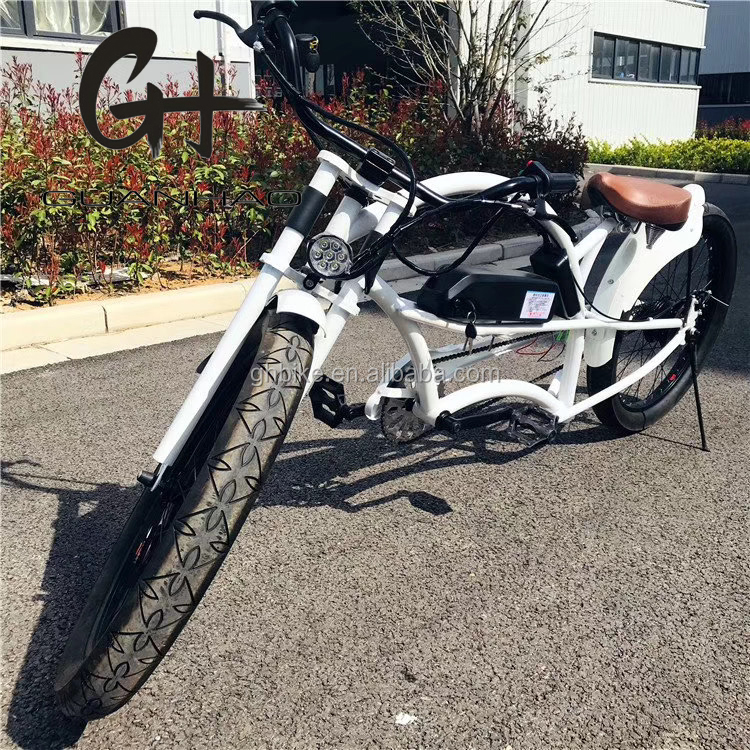 Single Speed 750W 28MPH 48V 17AH 24inch 3.0 Tire Chopper Electric Bicycle Beach Cruiser