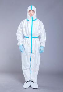 China PP SF 65g White Disposable Microporous Coveralls With Hood wholesale