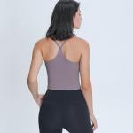 Removable Pads Y Back Spagettie Straps Fitness Womens Camisole With Bra Sport