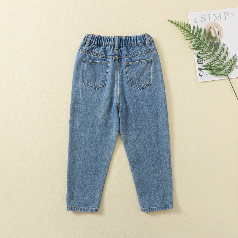 New Design Kids Denim Jeans Full Length Black Blue Jeans Boys Elastic Waist Pants Children's Clothing
