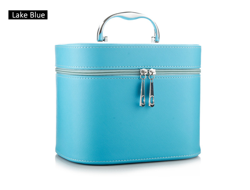 Large Zipper Leather Cosmetic Mirror PU Makeup Bag