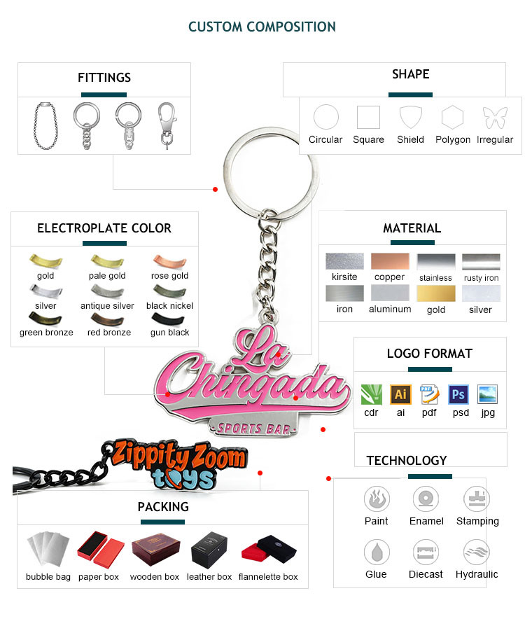 Zinc Alloy Key Ring Enamel Keychain Custom Metal Keychains Letter Logo Engraved Keyring