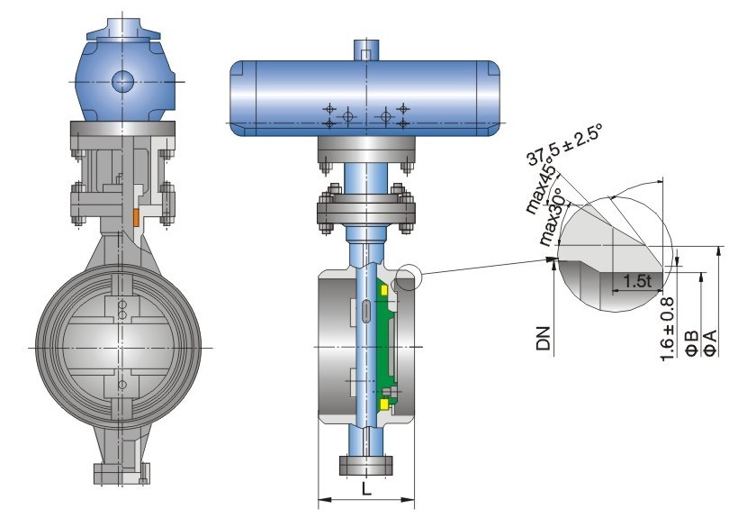 BW Weld End Metal Seal Butterfly Valve BFV Bi - Directional Bubble Tight Shut Off