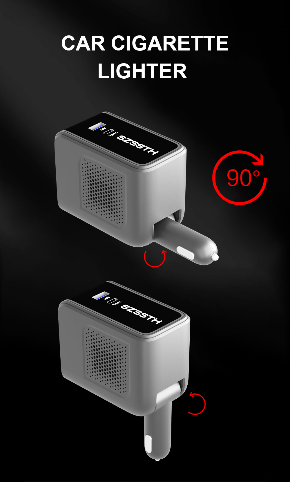60*30*120MM Portable 150W 12v 220v Ac to Dc Modified Sine Wave Small Mini Car Plug Charger Power Inverter with Usb Type C