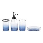 4pcs Glass Bathroom Accessories Set Ombre Blue Apothecary Head Crack Effect