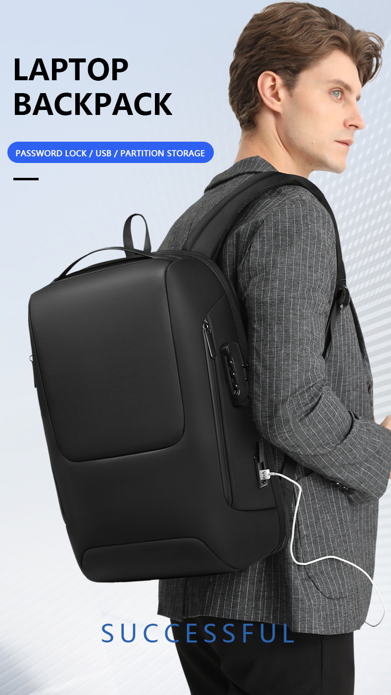 Male Polyester Waterproof Business Backpack Anti Theft Fashionable