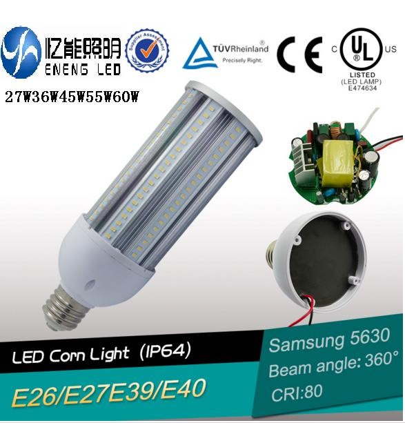 high lumen 130LM/W E27E40E26E39 60W led street light lamp led corn light smd5630 cri>80 3 years warranty CE ROHS