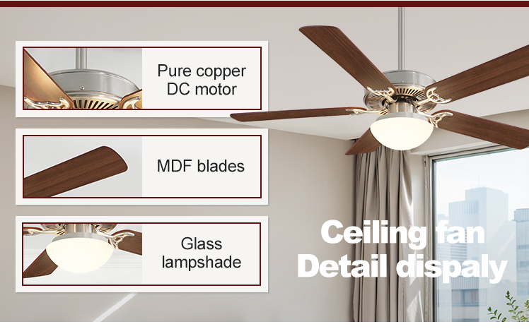6 Speed Choice LED Ceiling Fan with 5 MDF Blades and Remote Control High CRI Ra 100