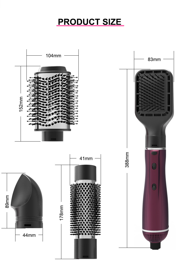 ABS Electric Hair Brush Dryer , Ionic 4 In 1 Hot Air Brush 1000W