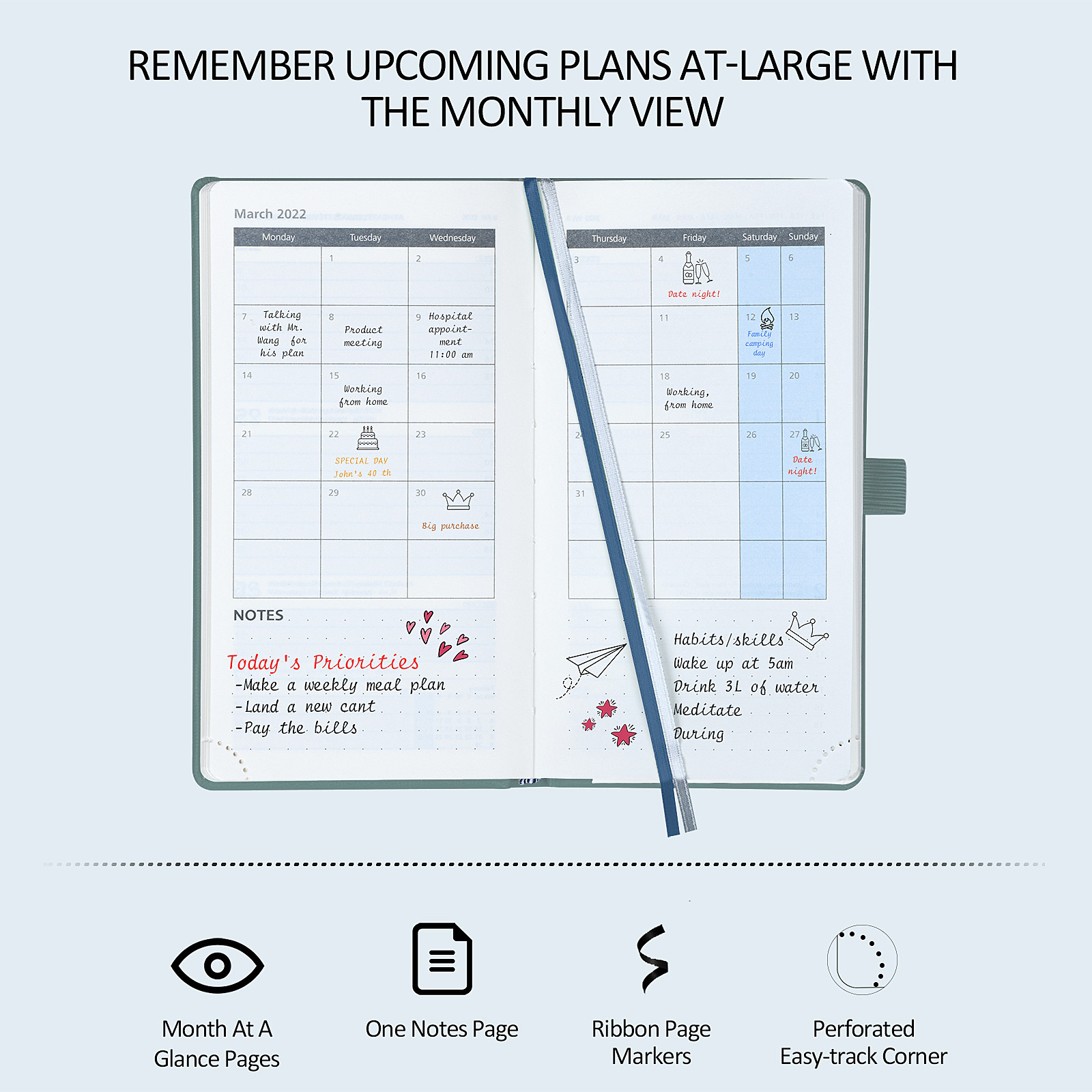 Grey Small Softcover Spiral Academic Planner For July 2023 June 2023