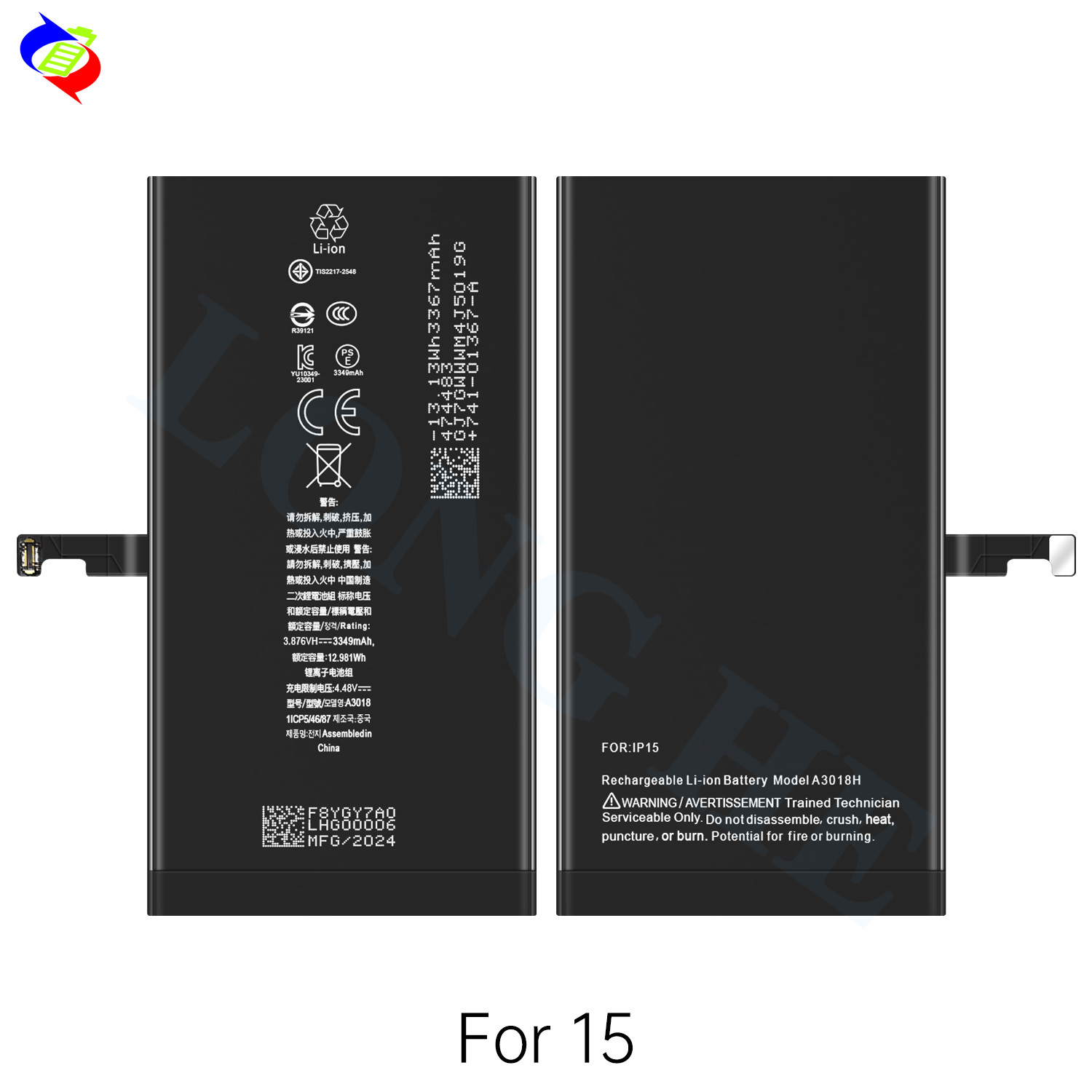 New 3349mAh Replacement Battery For iphone A3090/A2846/A3089/A3092 phone battery 15 phone batteries