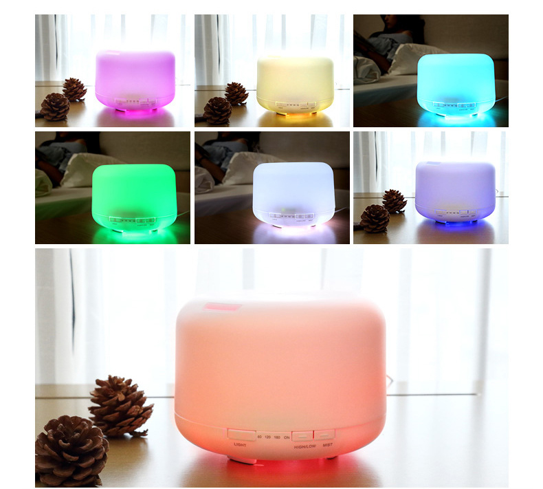 500ml Ultrasonic Aromatherapy Machine Cool Mist Maker Quiet Design Essential Oil Diffuser with Colorful Night Light